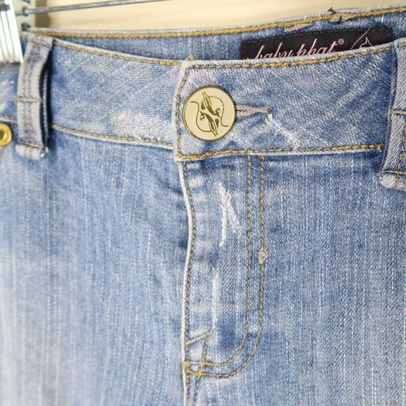 Vintage Y2K Baby Phat Bootcut Jeans Size 11 Baggy Distressed Sequin Logo 34x30 - Picture 8 of 16
